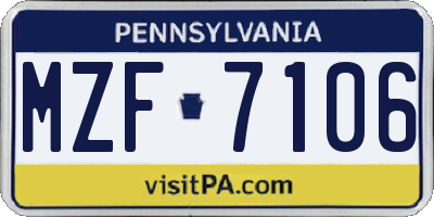 PA license plate MZF7106