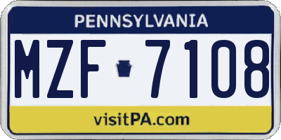 PA license plate MZF7108
