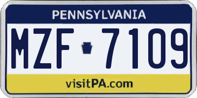 PA license plate MZF7109