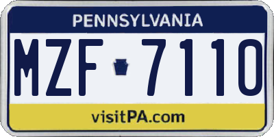 PA license plate MZF7110