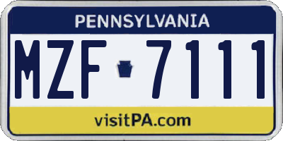 PA license plate MZF7111