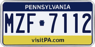 PA license plate MZF7112