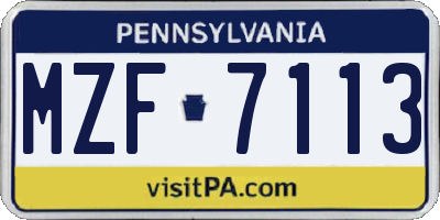 PA license plate MZF7113