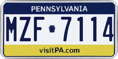 PA license plate MZF7114