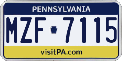 PA license plate MZF7115