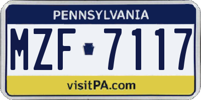 PA license plate MZF7117