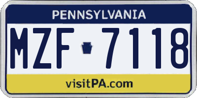 PA license plate MZF7118