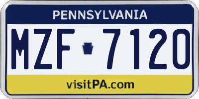 PA license plate MZF7120