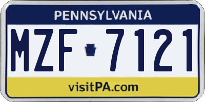 PA license plate MZF7121
