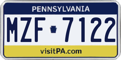 PA license plate MZF7122