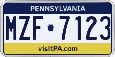PA license plate MZF7123