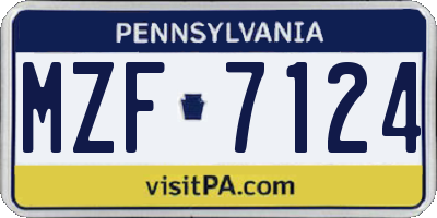 PA license plate MZF7124
