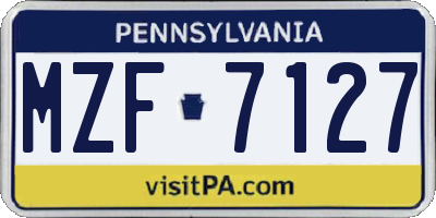 PA license plate MZF7127