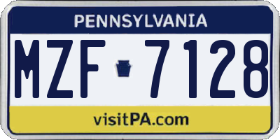 PA license plate MZF7128