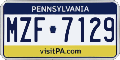 PA license plate MZF7129