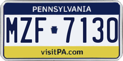 PA license plate MZF7130