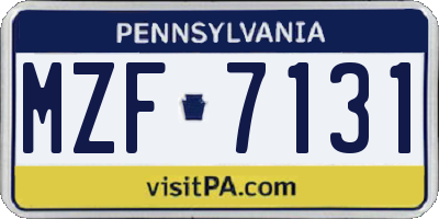 PA license plate MZF7131