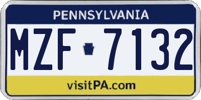 PA license plate MZF7132