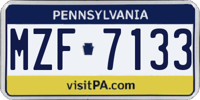 PA license plate MZF7133