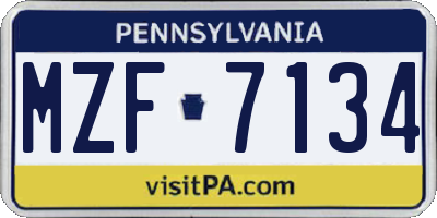 PA license plate MZF7134