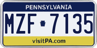 PA license plate MZF7135