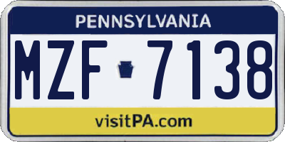 PA license plate MZF7138