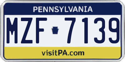 PA license plate MZF7139