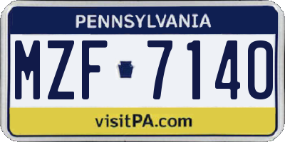 PA license plate MZF7140