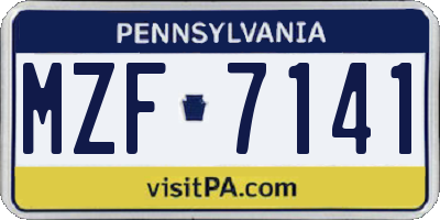 PA license plate MZF7141