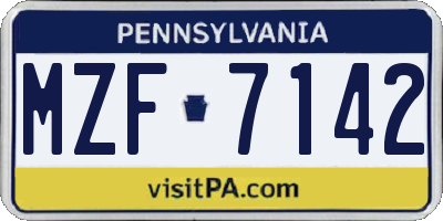 PA license plate MZF7142