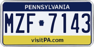 PA license plate MZF7143