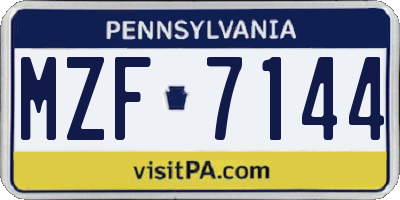 PA license plate MZF7144