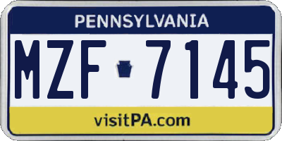PA license plate MZF7145