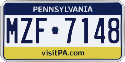 PA license plate MZF7148
