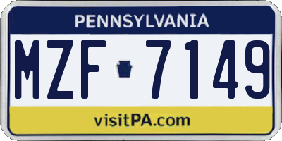 PA license plate MZF7149