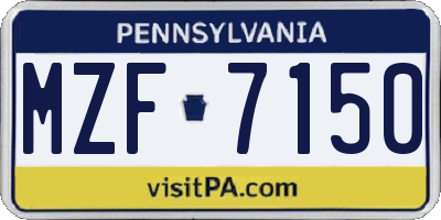 PA license plate MZF7150