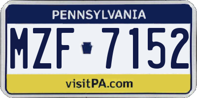 PA license plate MZF7152