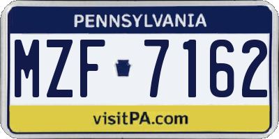 PA license plate MZF7162