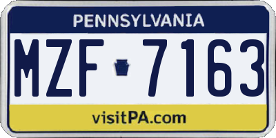 PA license plate MZF7163