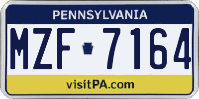 PA license plate MZF7164