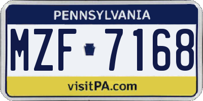 PA license plate MZF7168