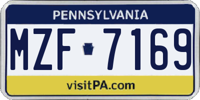 PA license plate MZF7169
