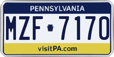 PA license plate MZF7170