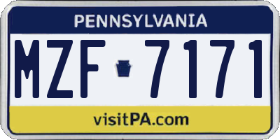PA license plate MZF7171