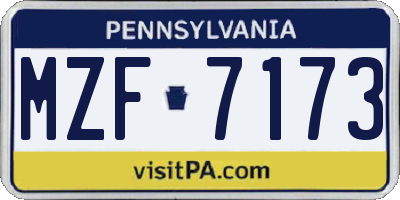 PA license plate MZF7173