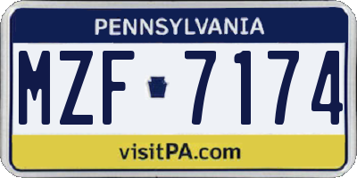 PA license plate MZF7174