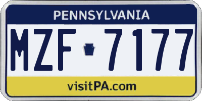PA license plate MZF7177