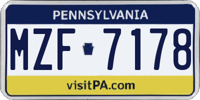 PA license plate MZF7178