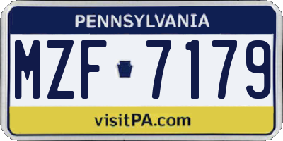 PA license plate MZF7179