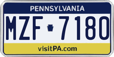 PA license plate MZF7180